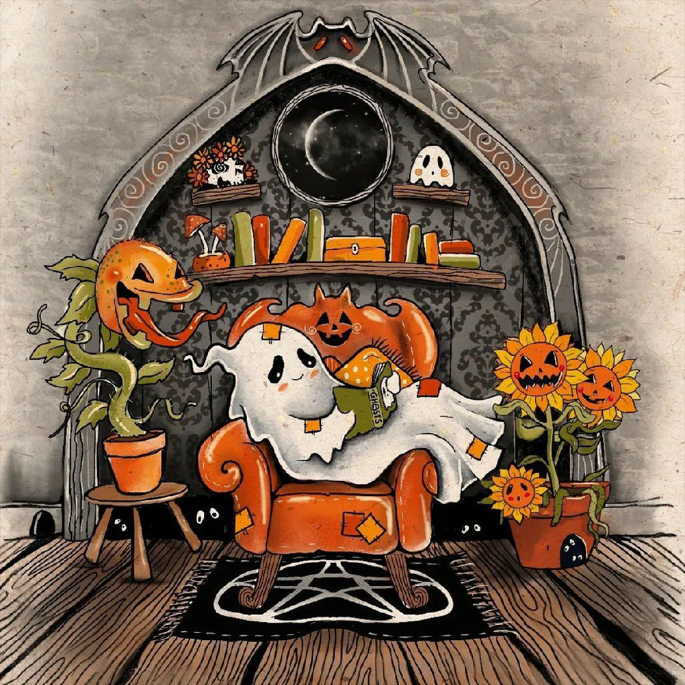 Diamond Painting - Full Round - Halloween scary pumpkin (30*30CM)