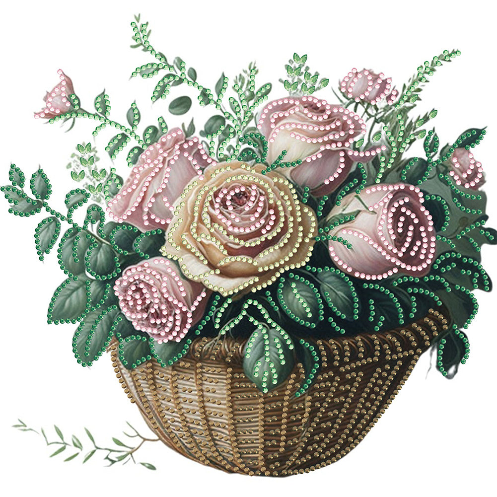 Diamond Painting - Partial Special Shaped - basket bouquet (30*30CM)