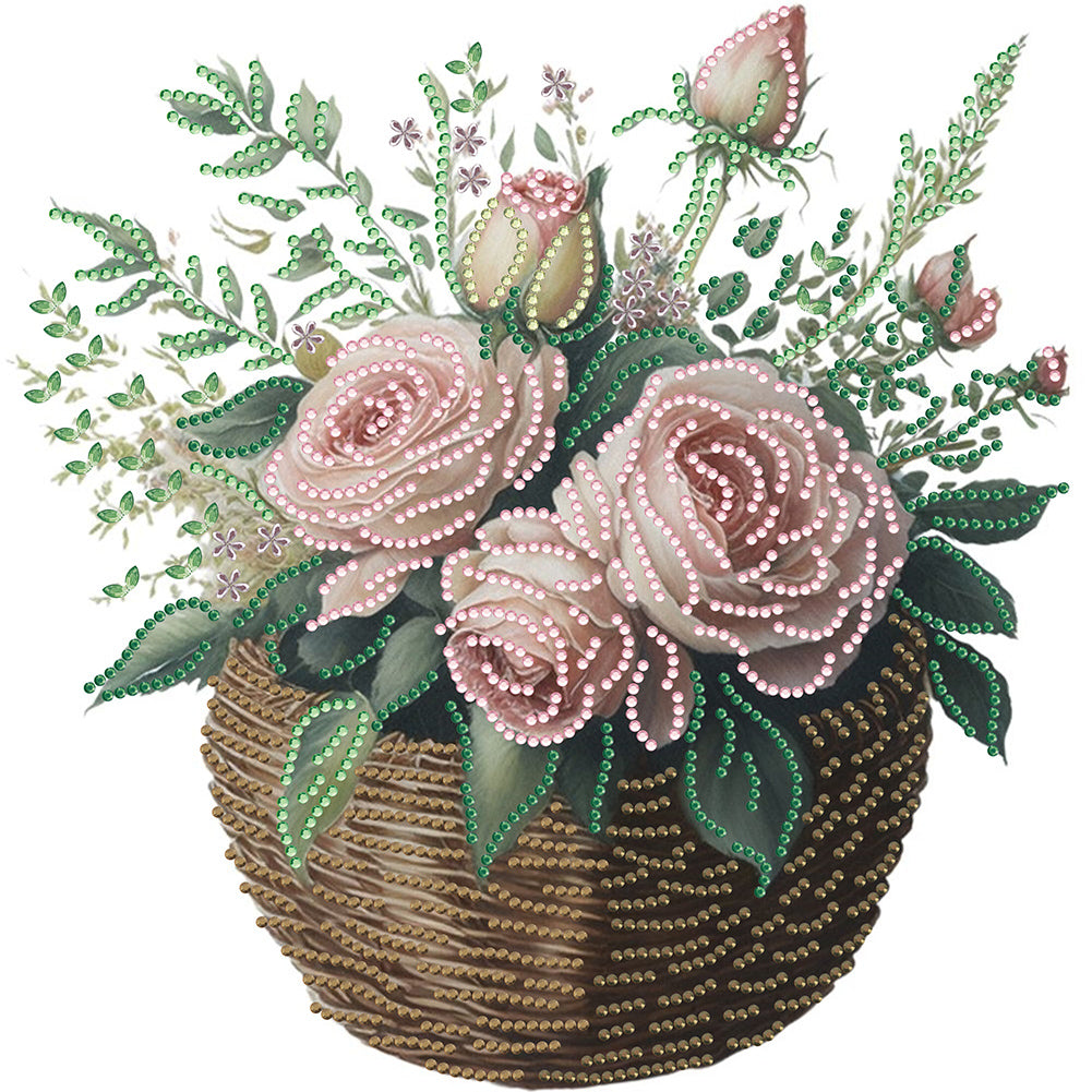 Diamond Painting - Partial Special Shaped - basket bouquet (30*30CM)