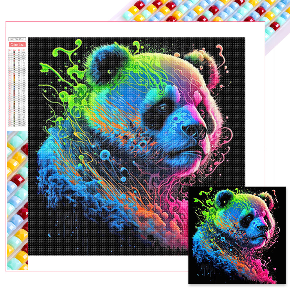 Diamond Painting - Full Square - Colorful animals-panda (30*30CM)