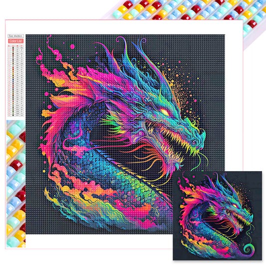 Diamond Painting - Full Square - Colorful animals-dragon (30*30CM)