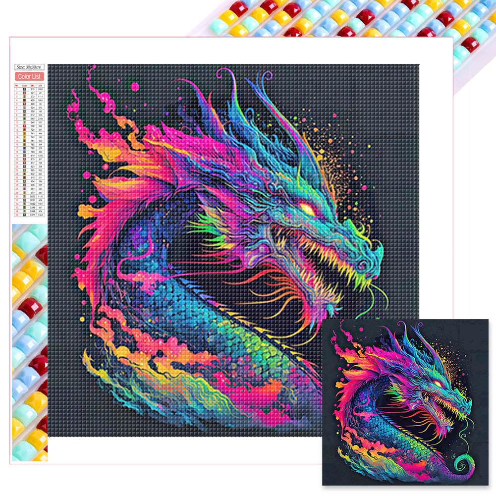 Diamond Painting - Full Square - Colorful animals-dragon (30*30CM)