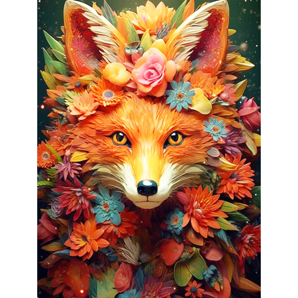 Diamond Painting - Full Round - fox and flower (30*40CM)
