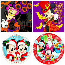 Load image into Gallery viewer, 4pcs Diamond Painting Set - Mickey and Minnie Holiday Collection Party (30*30CM)
