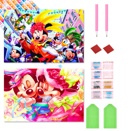 2pcs Diamond Painting Set - Mickey and Minnie smile happily (60*40CM)