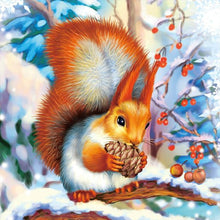 Load image into Gallery viewer, Diamond Painting - Full Round - Little squirrel in snow scene (30*30CM)
