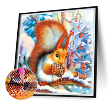 Load image into Gallery viewer, Diamond Painting - Full Round - Little squirrel in snow scene (30*30CM)

