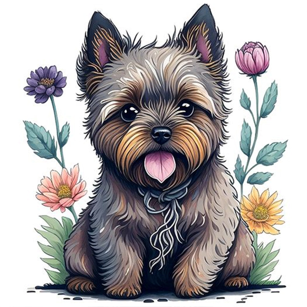 Diamond Painting - Full Round - Yorkshire puppy (30*30CM)
