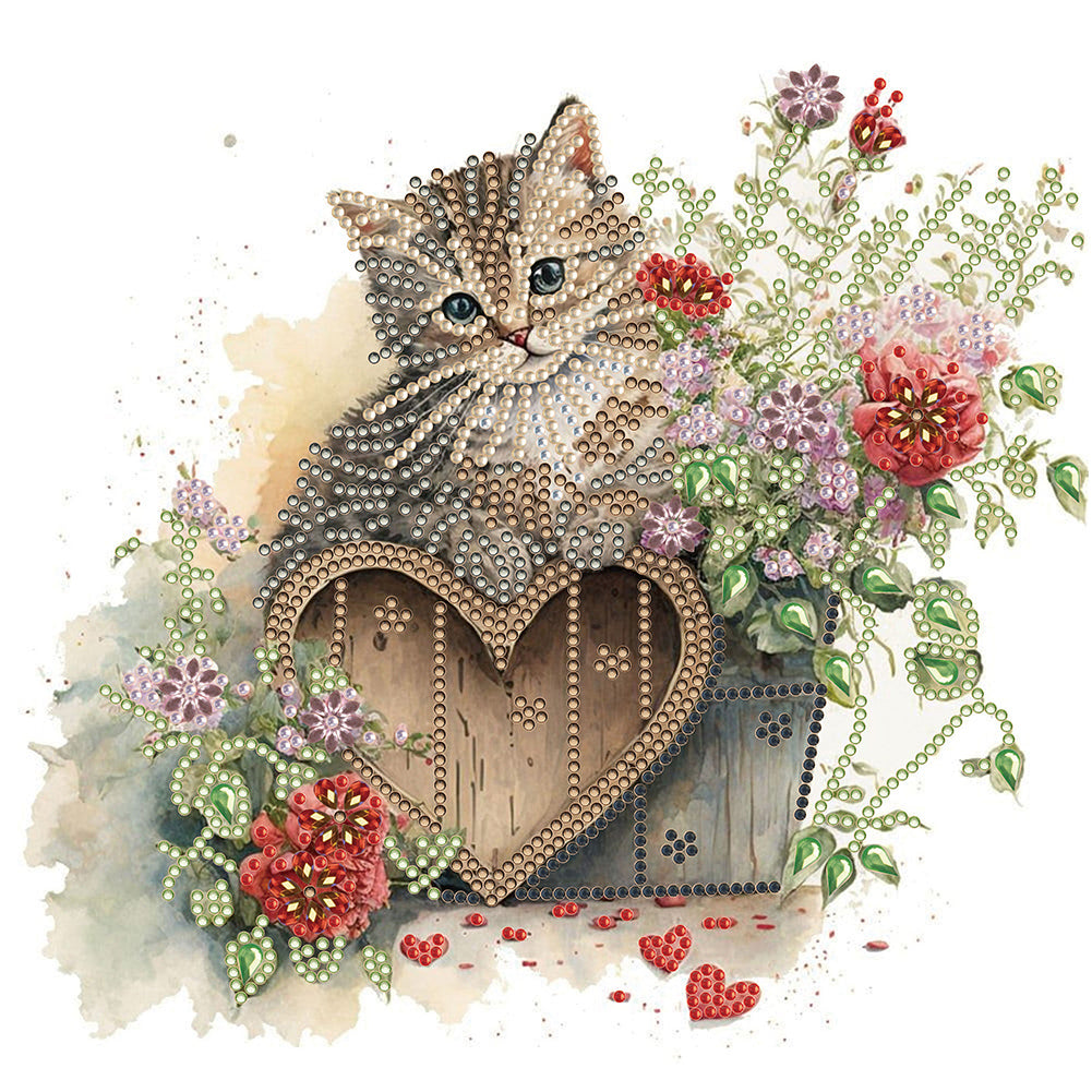 Diamond Painting - Partial Special Shaped - kitten (30*30CM)