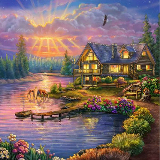 AB Diamond Painting - Full Round - garden house (40*40CM)