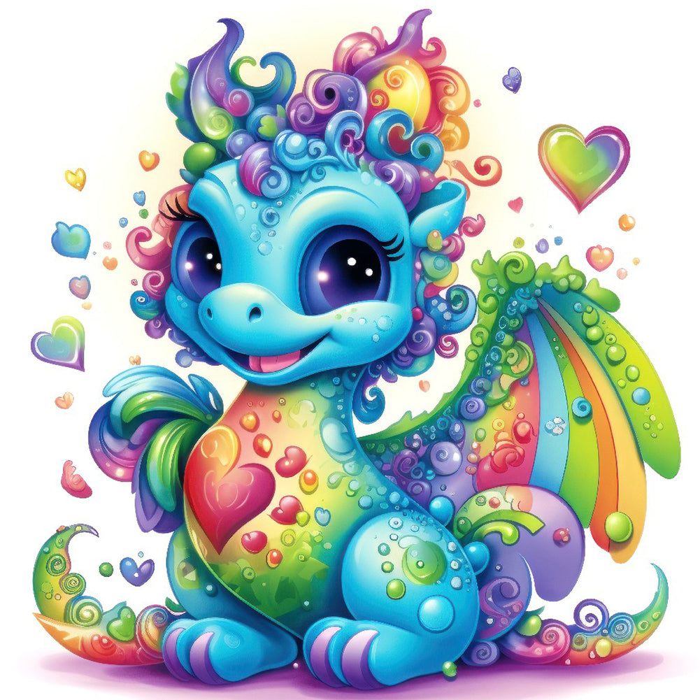 Diamond Painting - Full Round - Colorful little dinosaur (30*30CM)