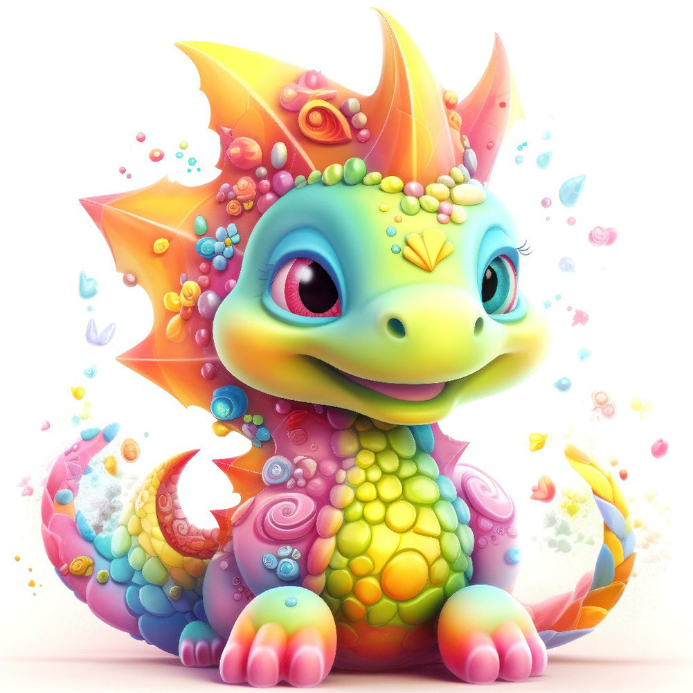 Diamond Painting - Full Round - Colorful little dinosaur (30*30CM)