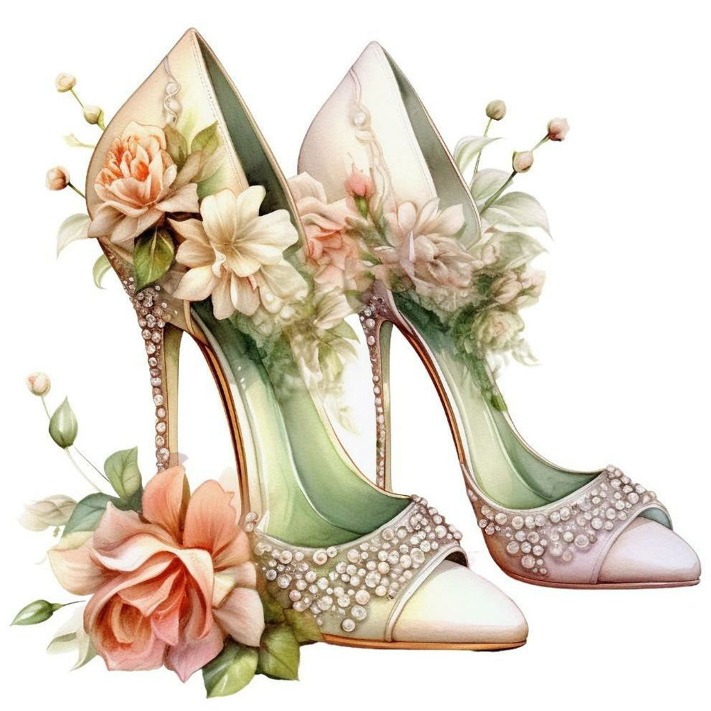 Diamond Painting - Full Round - flower high heels (30*30CM)