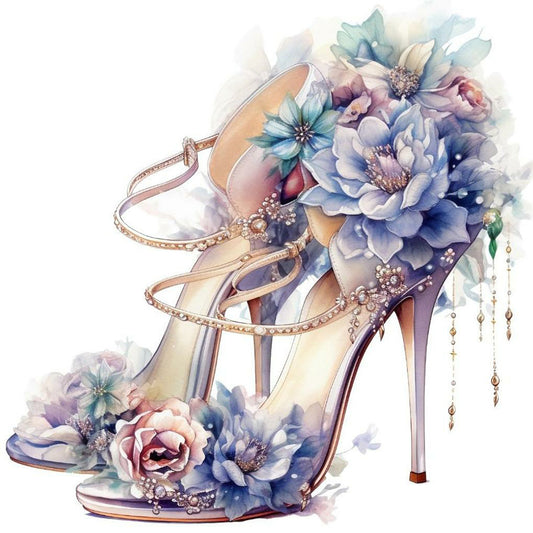 Diamond Painting - Full Round - flower high heels (30*30CM)