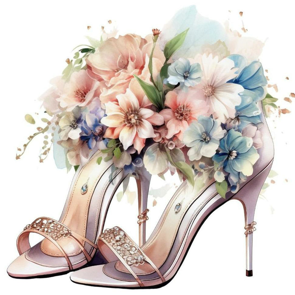 Diamond Painting - Full Round - flower high heels (30*30CM)