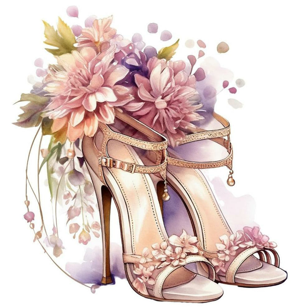 Diamond Painting - Full Round - flower high heels (30*30CM)