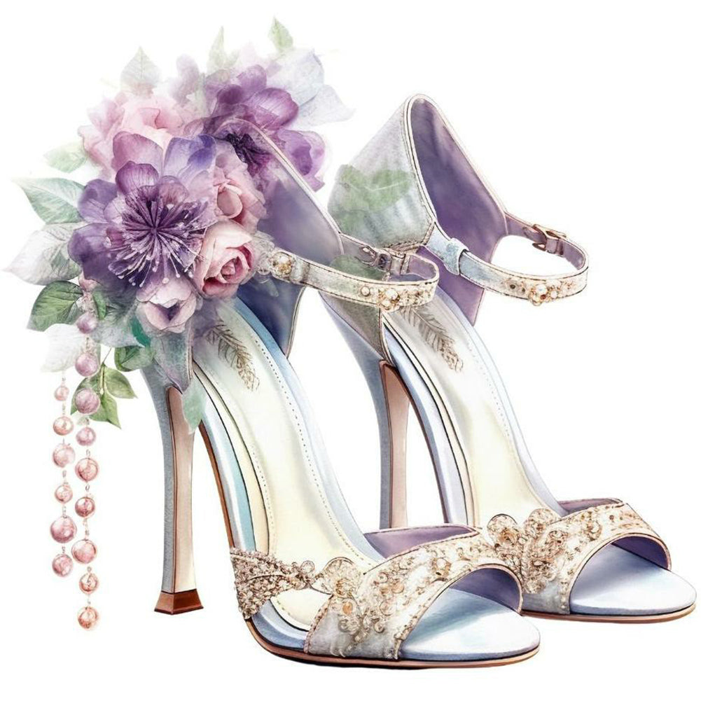 Diamond Painting - Full Round - flower high heels (30*30CM)