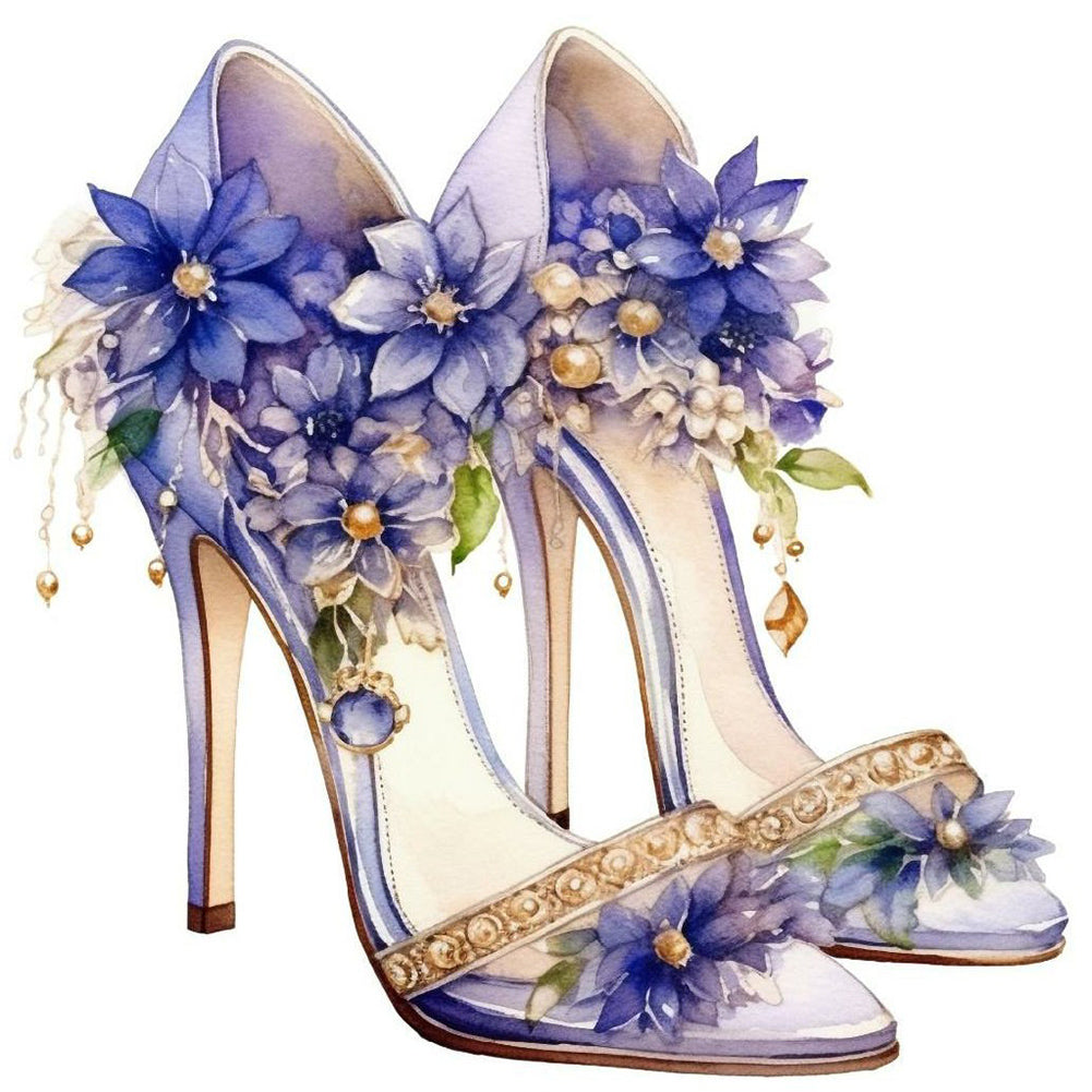Diamond Painting - Full Round - flower high heels (30*30CM)
