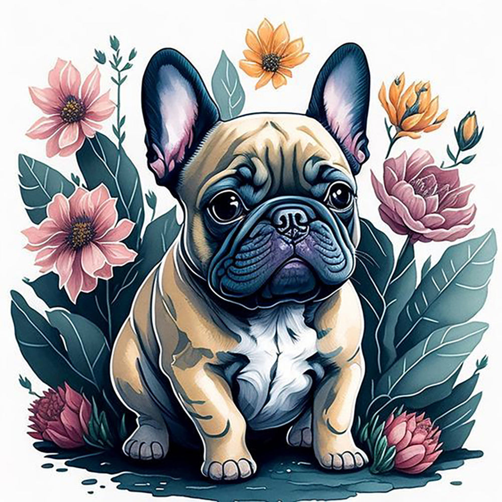 Diamond Painting - Full Round - Flower Shar-Pei (30*30CM)