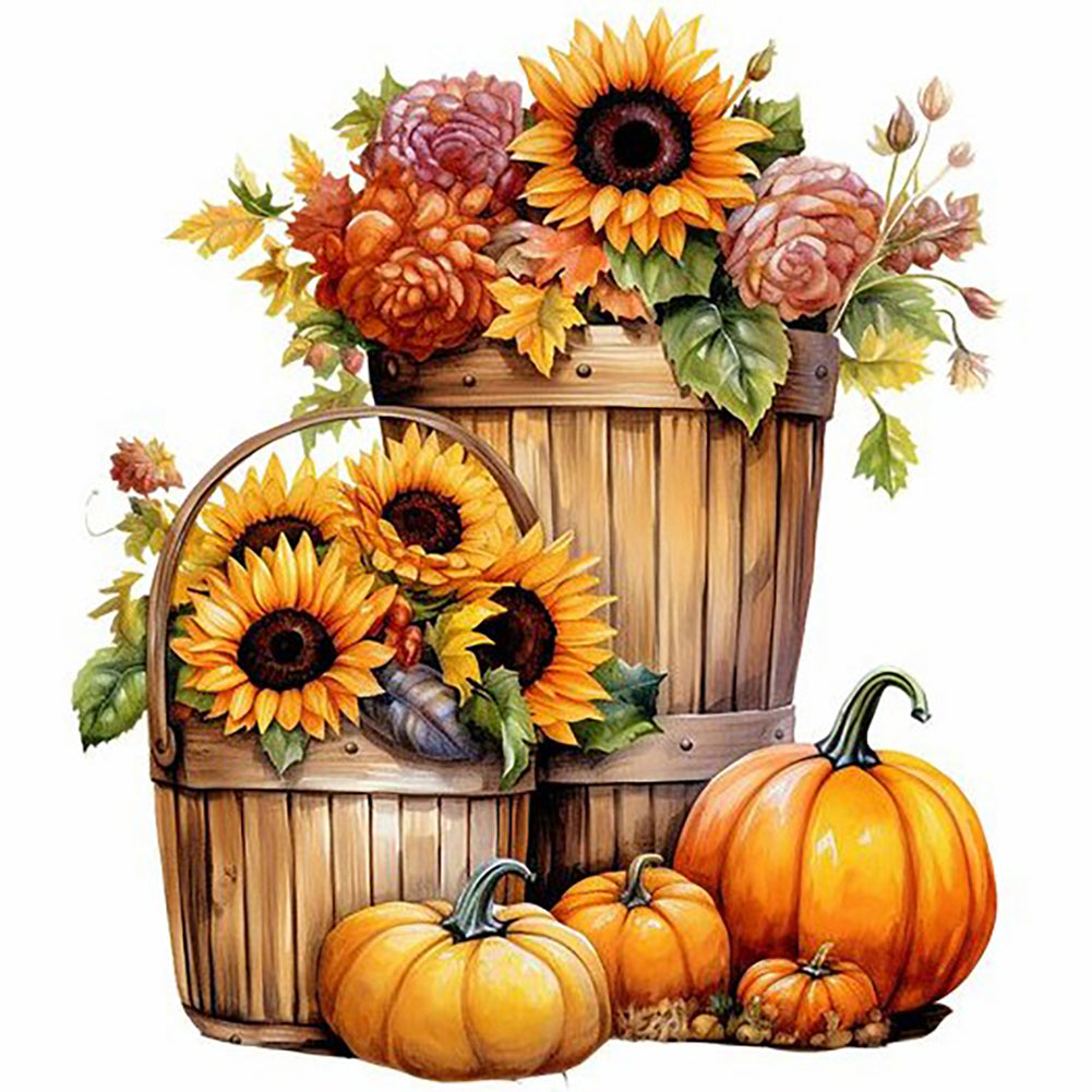 Diamond Painting - Full Round - pumpkin sunflower (30*30CM)