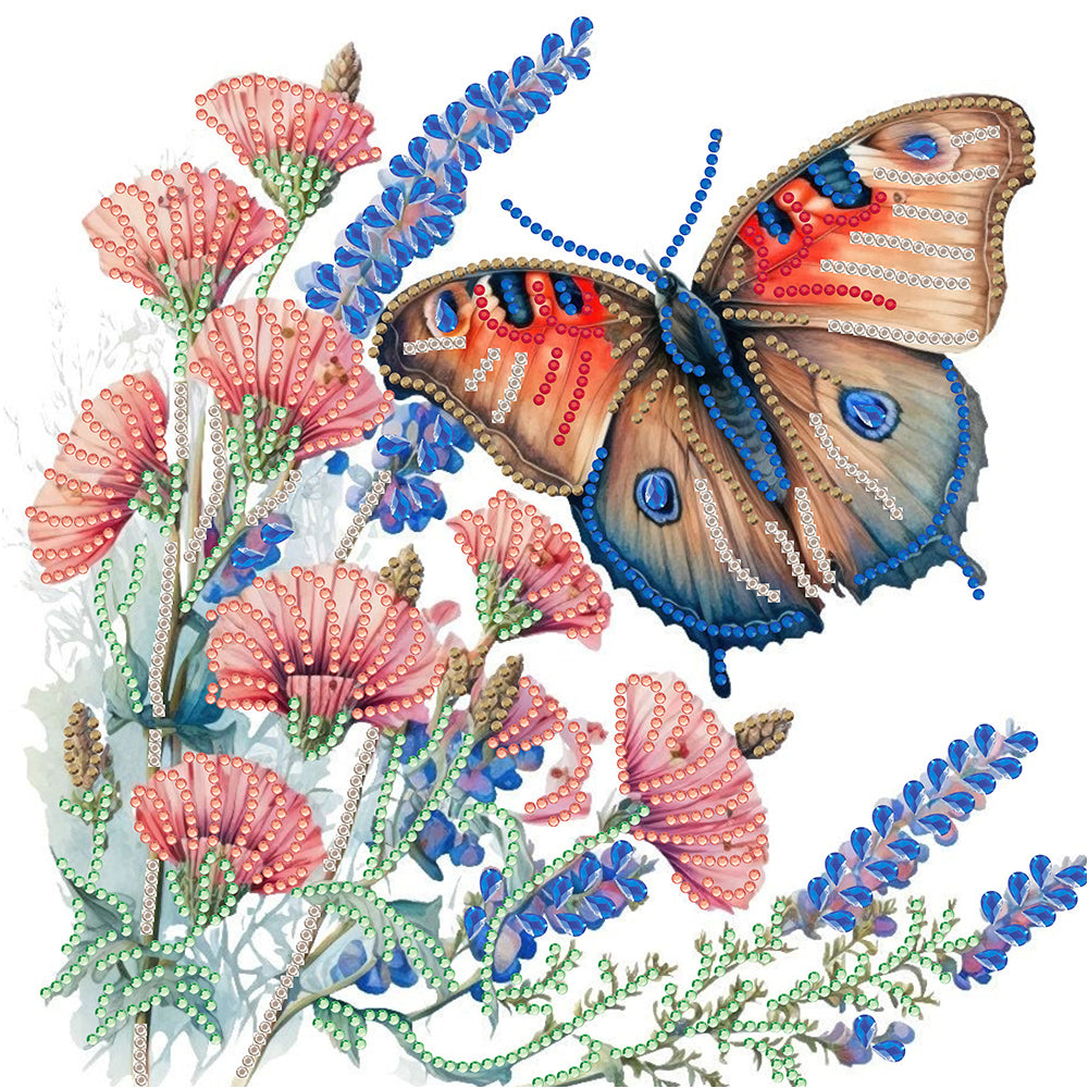 Diamond Painting - Partial Special Shaped - Flower fragrance and butterfly dance (30*30CM)