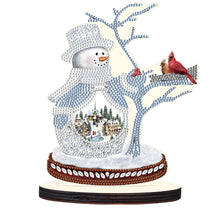 Load image into Gallery viewer, Wooden Diamond Painting Desktop Decor Xmas Snowman for Home Office Desktop Decor
