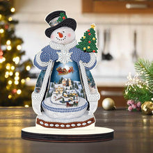 Load image into Gallery viewer, Wooden Diamond Painting Desktop Decor Xmas Snowman for Home Office Desktop Decor
