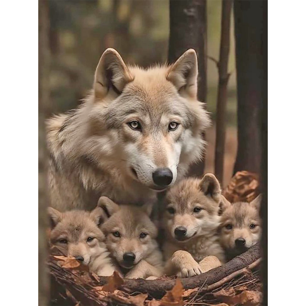 Diamond Painting - Full Round - Parent-child wolf (30*40CM)