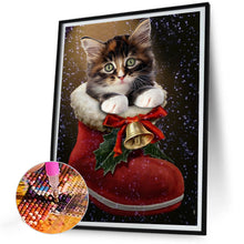 Load image into Gallery viewer, Diamond Painting - Full Round - Christmas kitten in boots (30*40CM)
