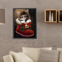 Load image into Gallery viewer, Diamond Painting - Full Round - Christmas kitten in boots (30*40CM)
