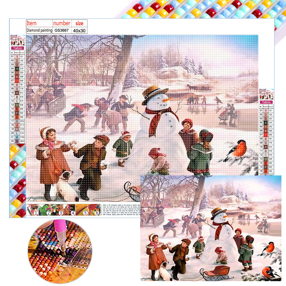 Diamond Painting - Full Square - Christmas street snow scene (40*30CM)