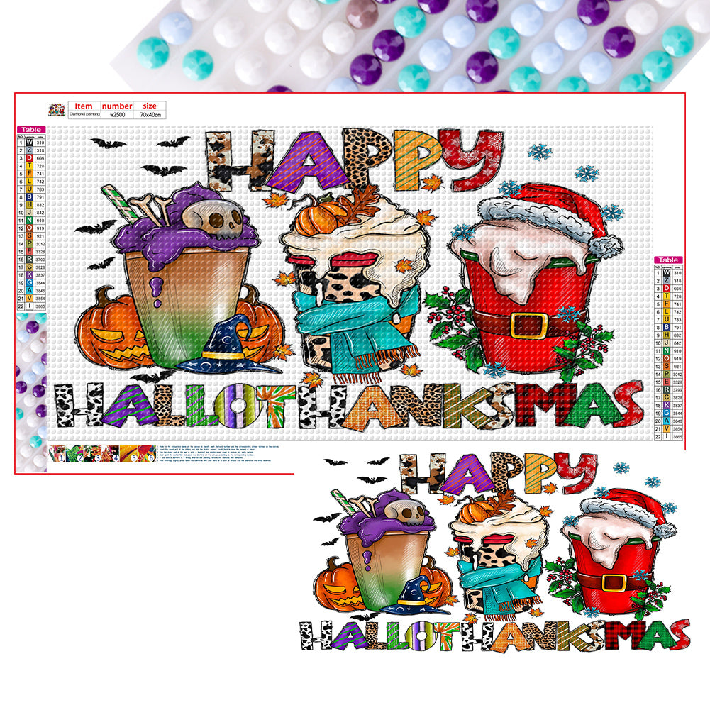 Diamond Painting - Full Round - Halloween ice cream cups (70*40CM)