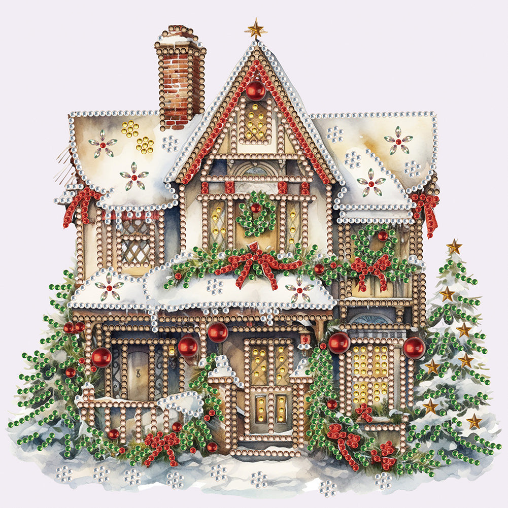 Diamond Painting - Partial Special Shaped - Christmas snow house (30*30CM)