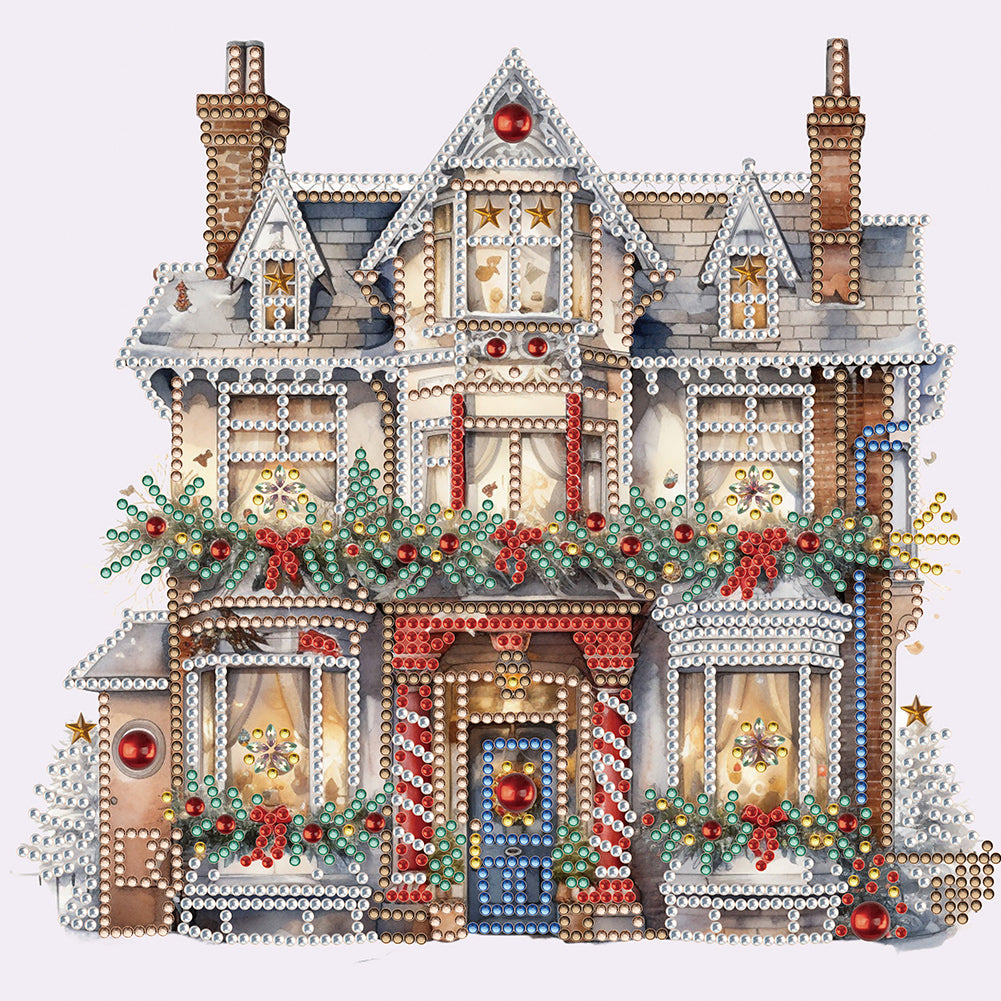 Diamond Painting - Partial Special Shaped - Christmas snow house (30*30CM)