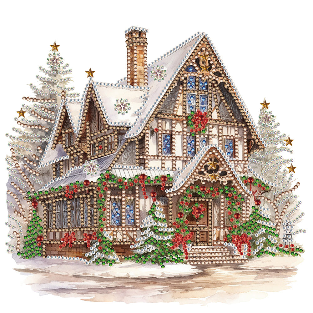 Diamond Painting - Partial Special Shaped - Christmas snow house (30*30CM)
