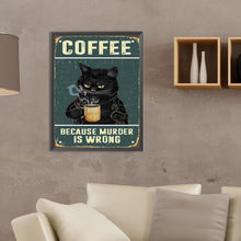 Load image into Gallery viewer, Diamond Painting - Full Round - black cat drinking coffee (30*40CM)
