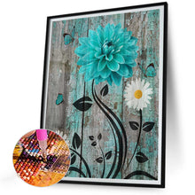 Load image into Gallery viewer, Diamond Painting - Full Round - Blue and green wooden board flowers (30*40CM)
