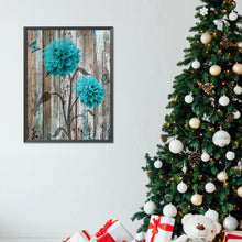 Load image into Gallery viewer, Diamond Painting - Full Round - Blue and green wooden board flowers (30*40CM)

