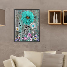 Load image into Gallery viewer, Diamond Painting - Full Round - Blue and green wooden board flowers (30*40CM)
