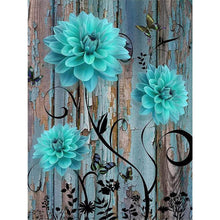 Load image into Gallery viewer, Diamond Painting - Full Round - Blue and green wooden board flowers (30*40CM)
