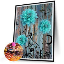 Load image into Gallery viewer, Diamond Painting - Full Round - Blue and green wooden board flowers (30*40CM)
