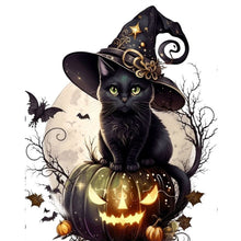 Load image into Gallery viewer, Diamond Painting - Full Round - halloween cat (40*50CM)
