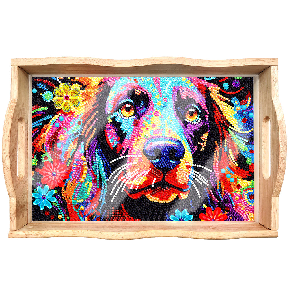 Diamond Painting Nesting Food Trays with Handle Coffee Table Tray (Dog)