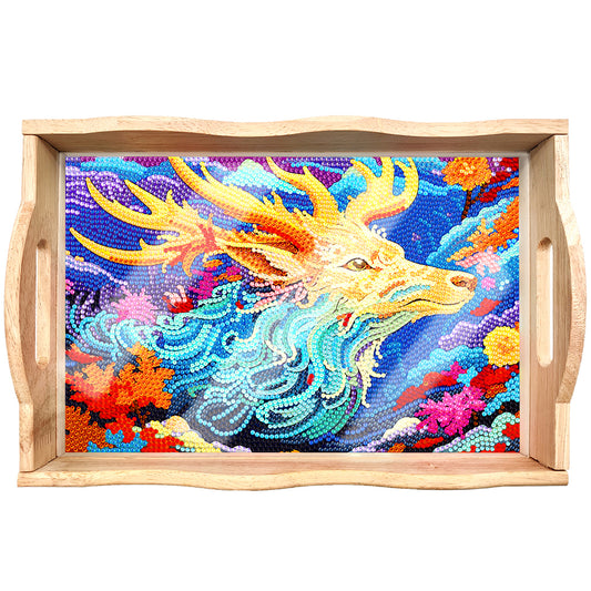 Diamond Painting Nesting Food Trays with Handle Coffee Table Tray (Dragon)