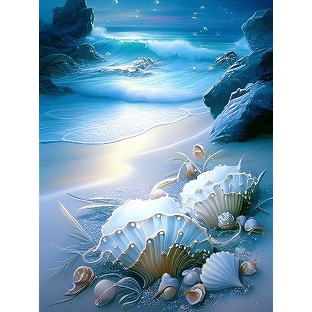 Diamond Painting - Full Round - Coast blue seashells (30*40CM)