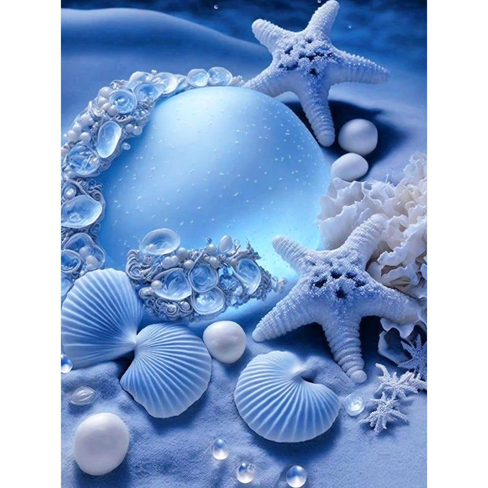 Diamond Painting - Full Round - Coast blue seashells (30*40CM)