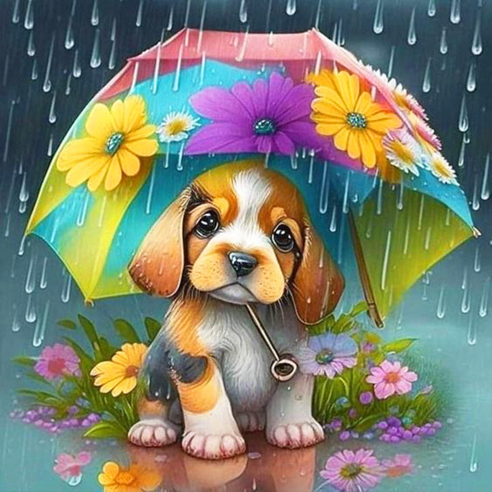 Diamond Painting - Full Round - umbrella animal puppy (30*30CM)