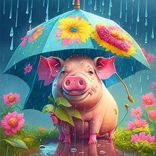 Load image into Gallery viewer, Diamond Painting - Full Round - Umbrella animal piggy (30*30CM)
