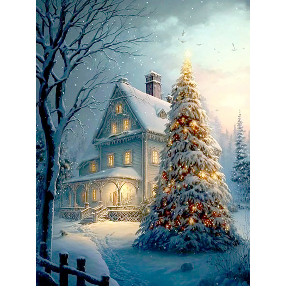 Diamond Painting - Full Round - Christmas tree in the snow (30*40CM)