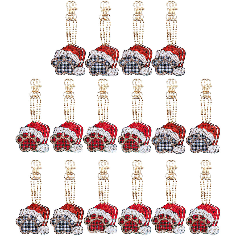 32PCS Double Sided Special Shape Diamond Art Keyring (Dogs Paw)